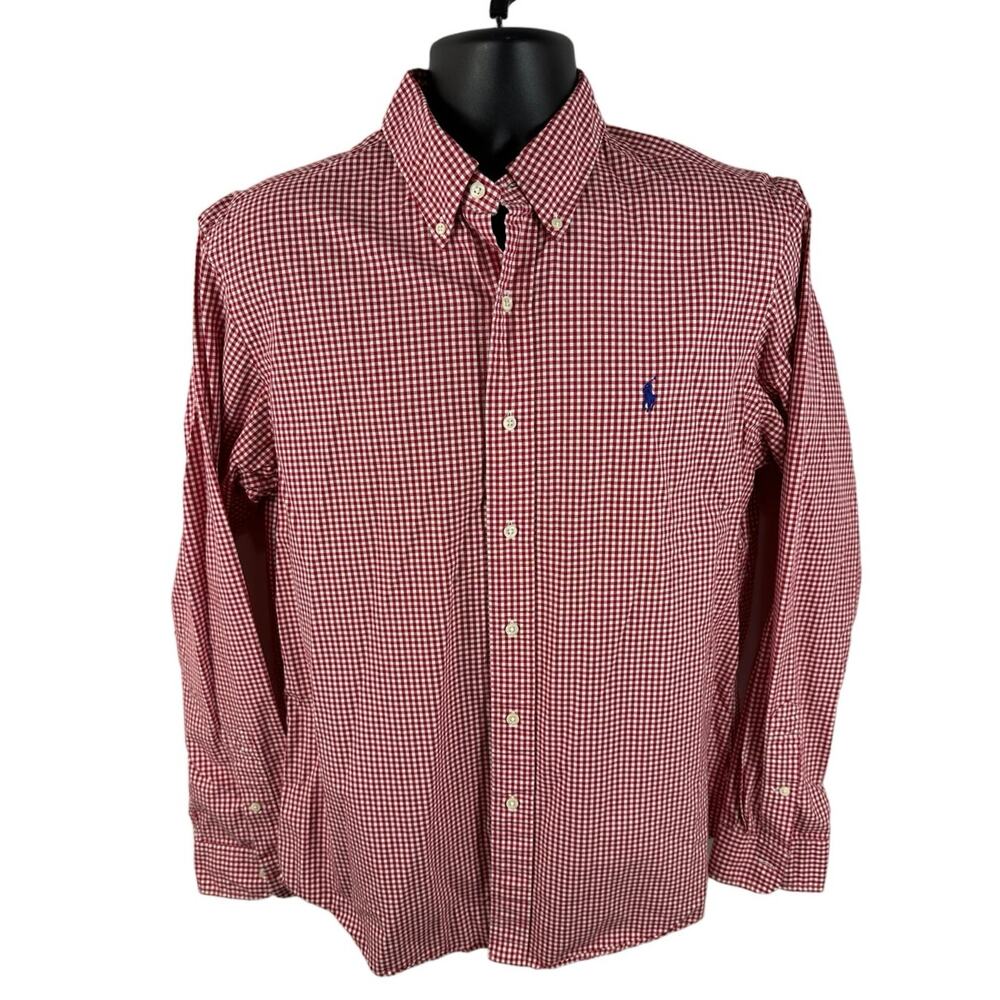 Ralph Lauren Red and White Gingham Button-Down Shirt